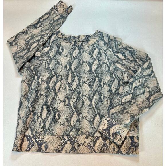 Paige Women's Size M Daytona Roccia Python Sweatshirt Cream Black - Picture 4 of 9